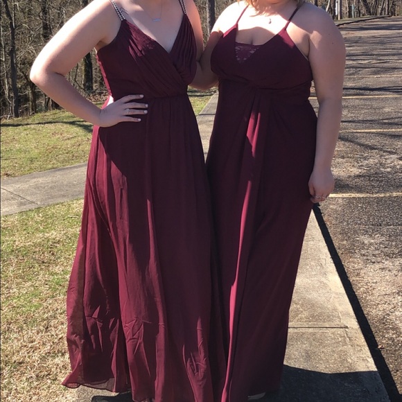 red maroon bridesmaid dresses